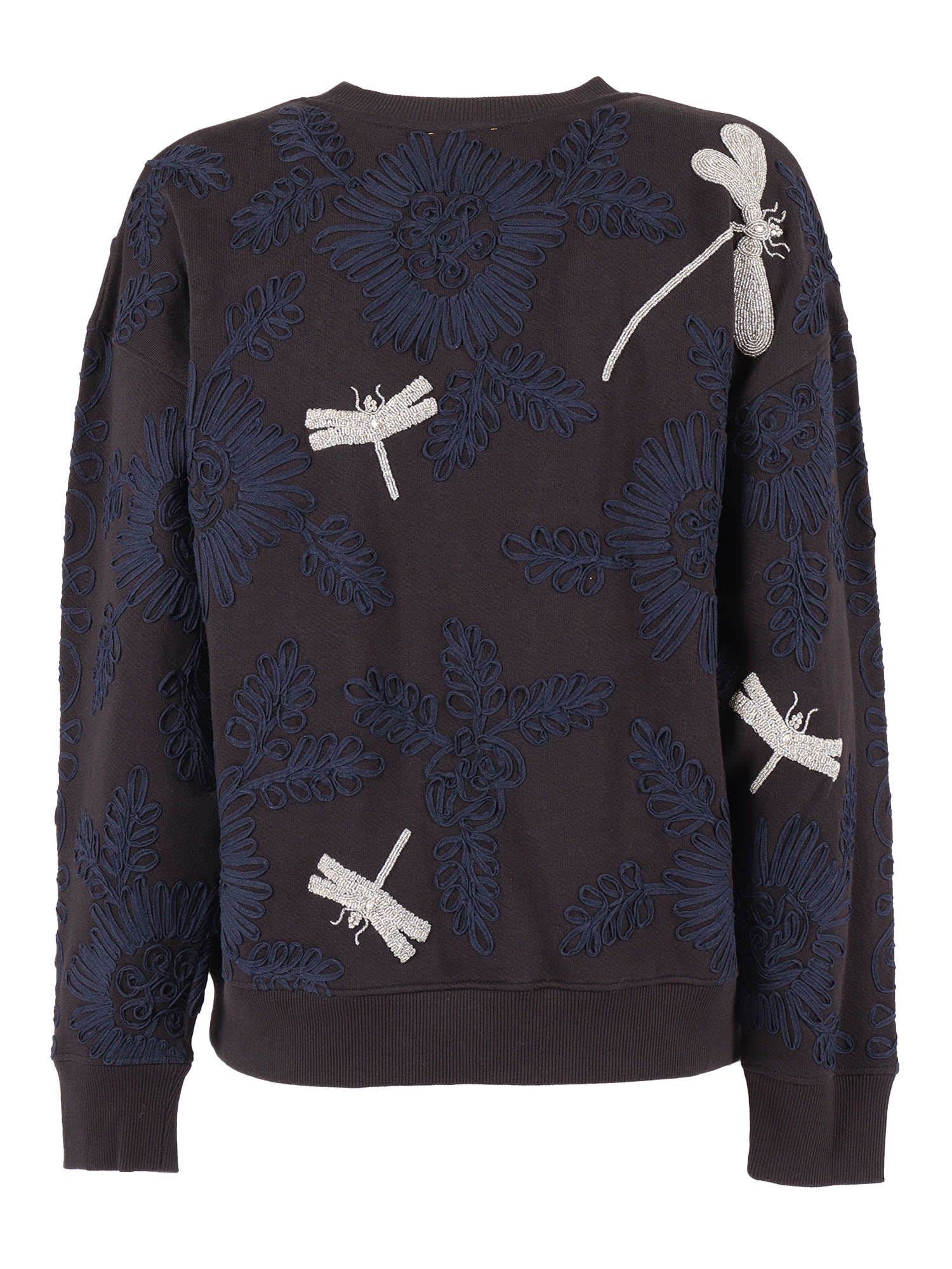 Forte Forte Crewneck Cotton Sweatshirt With Voila Une Fleur Embroidery In Multi