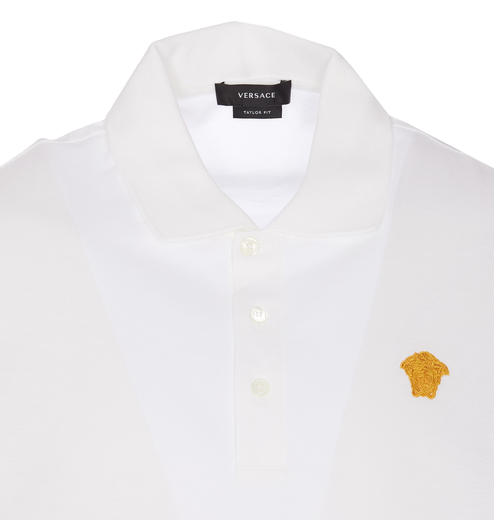 Shop Versace Medusa Embroidered Polo In White