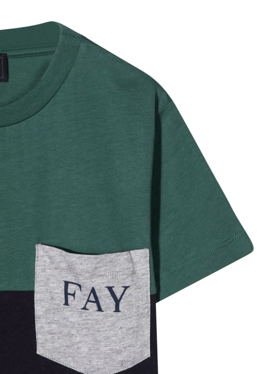 Fay Teen Colour-block Cotton T-shirt In Multicolour