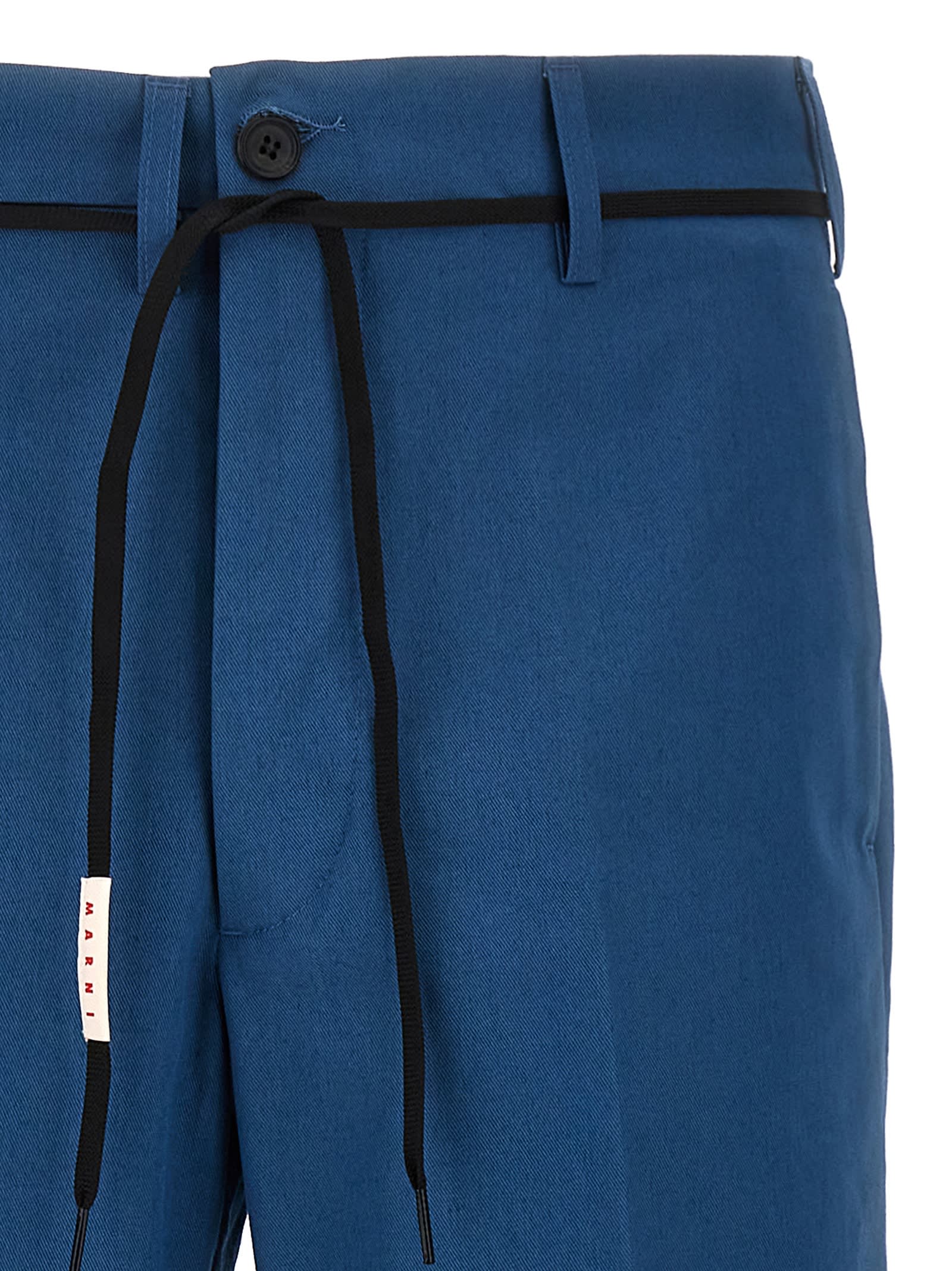 Shop Marni Gabardine Trousers In Blue