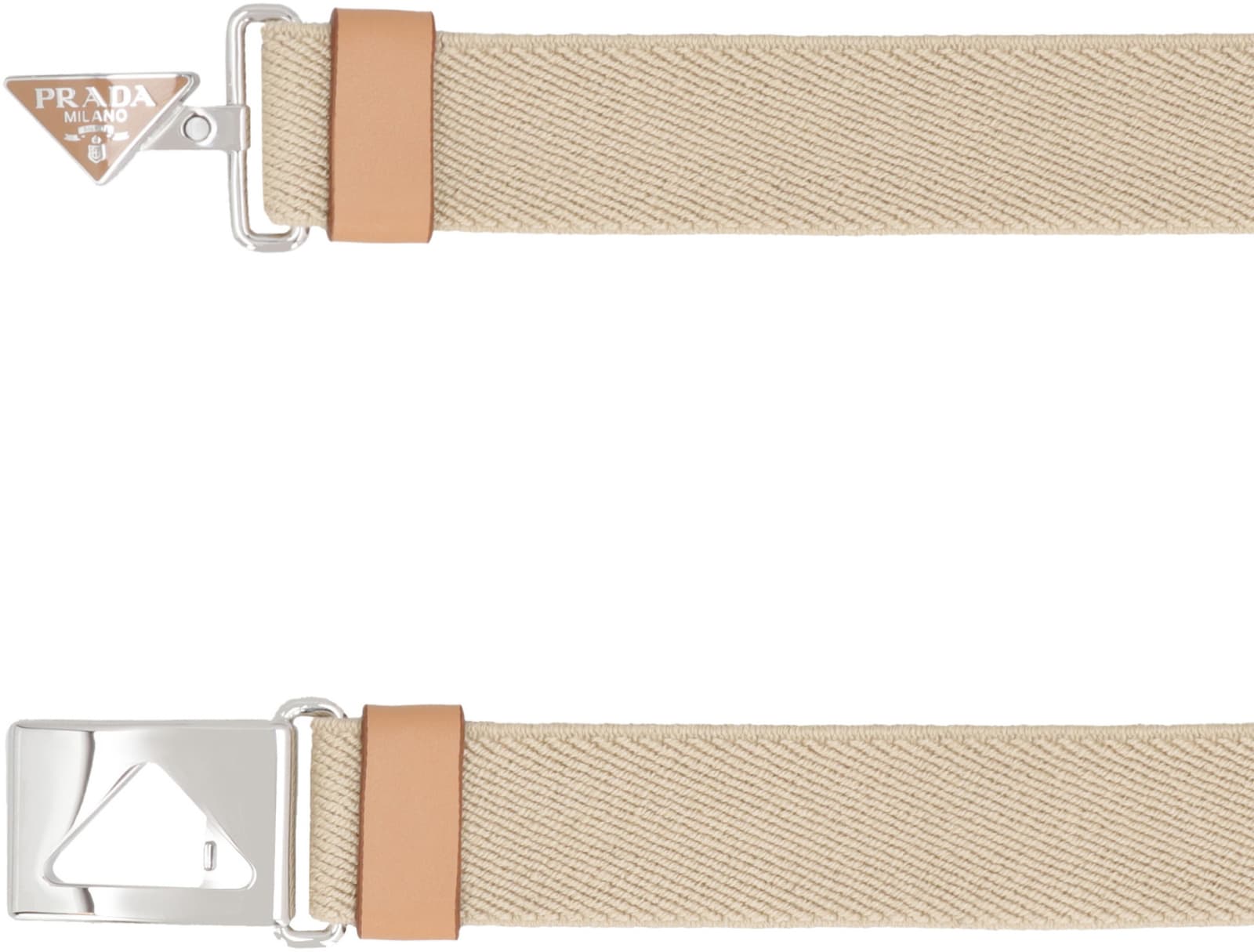 Shop Prada Belt With Buckle In Beige