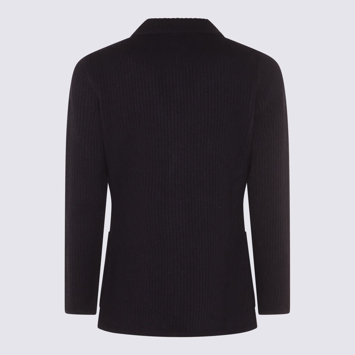 Lardini Ribbed Texture Notch Lapel Front Pockets In Black