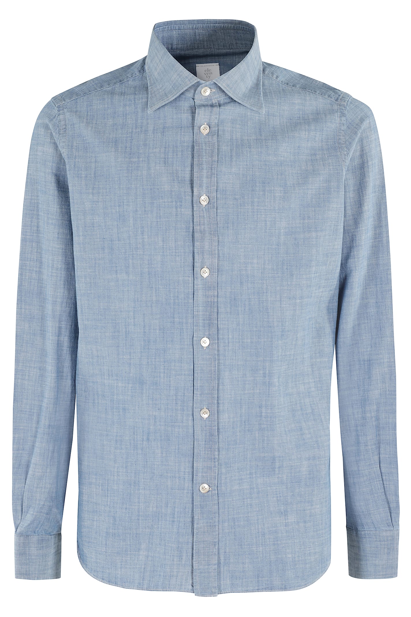 Eleventy Long-sleeve Cotton Denim Shirt In N Blu