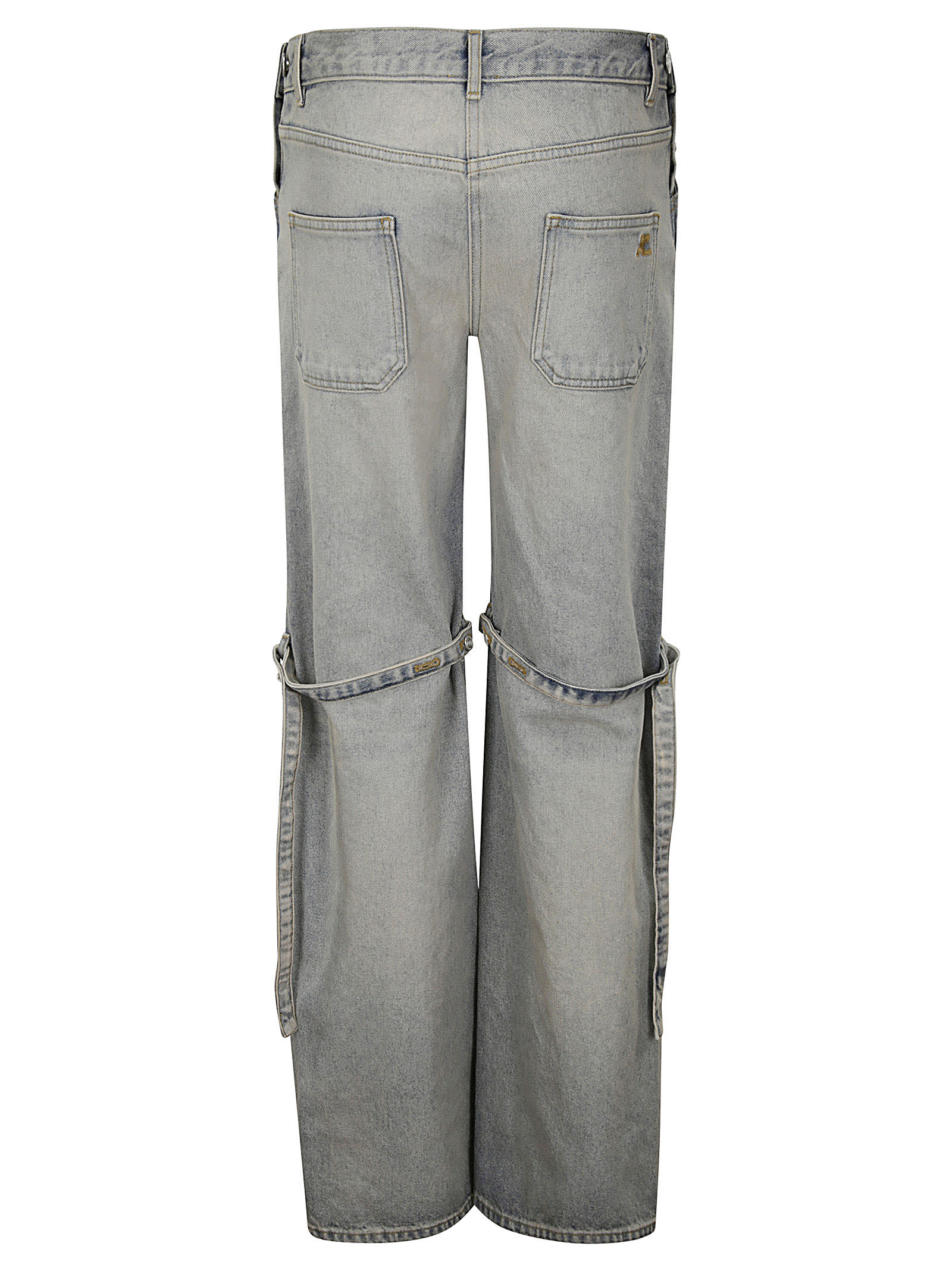 Shop Courrèges Sailor Blue Denim Baggy Pants In Light Blue Wash