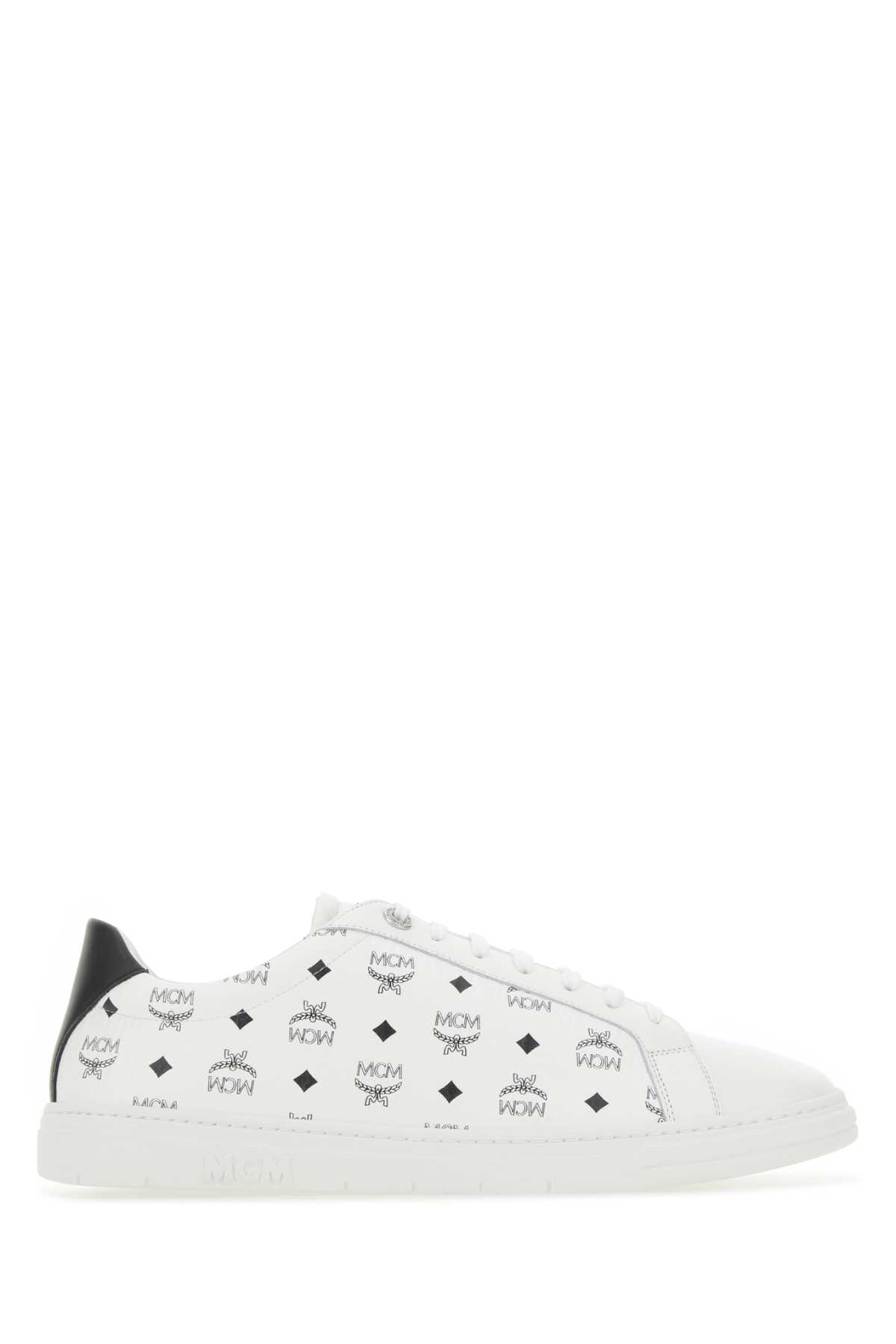 Shop Mcm Printed Canvas Terrain Sneakers In White