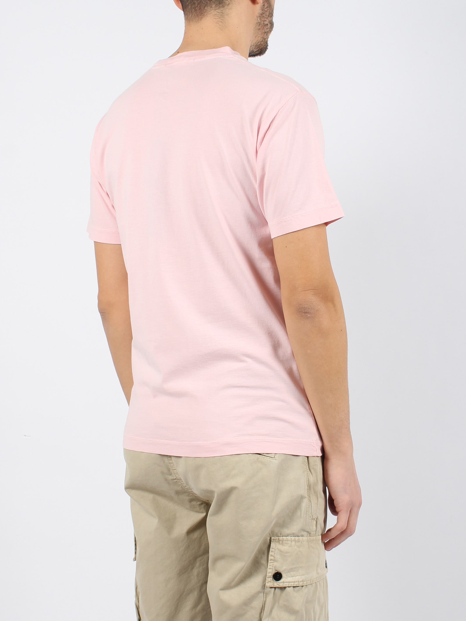 Shop Stone Island Stamp One Print T-shirt In Pink & Purple