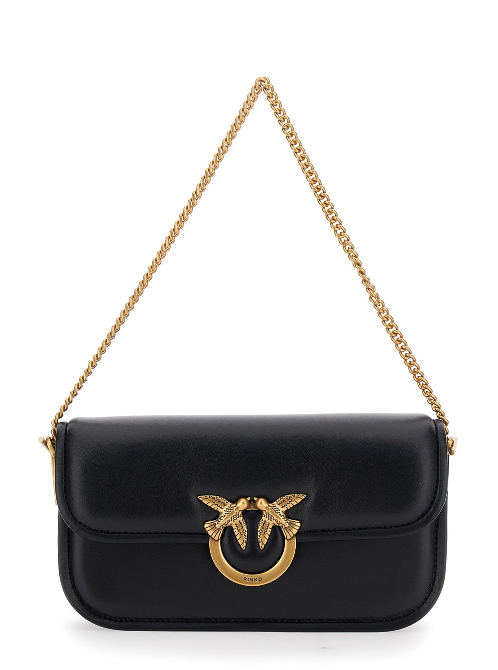 Pinko Small Love Bag Box Crossbody Bag In Nappa Leather In Black