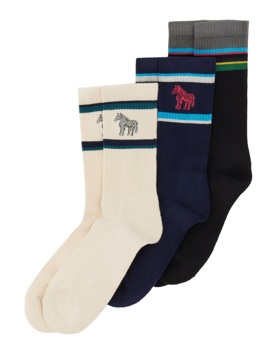 Shop Ps By Paul Smith Set Of Three Socks With Logo In Multicolour