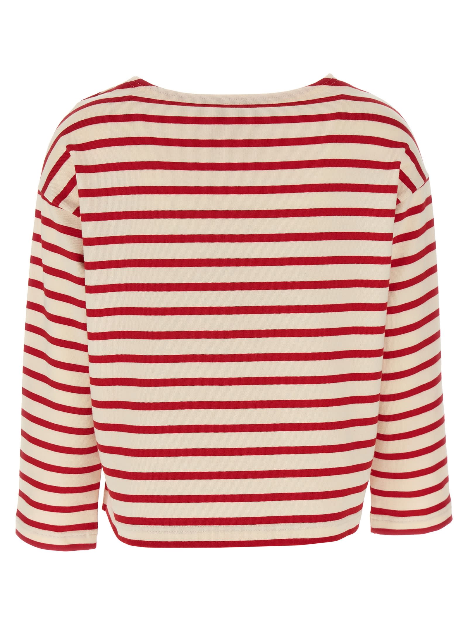 Valentino Womens Avorio Rosso Striped Brand-print Cotton-jersey T-shirt In Red