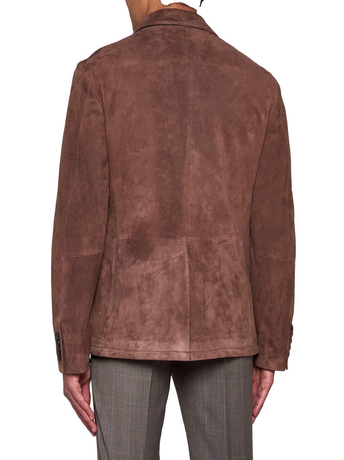 Shop Paul Smith Buttoned Leather Jacket In Brown