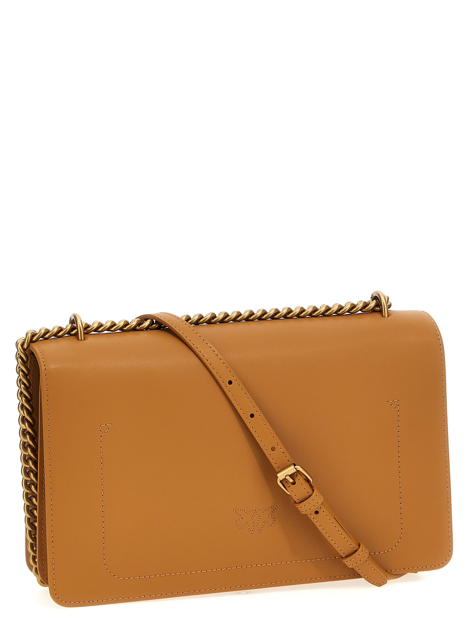 Shop Pinko Love One Classic Simply Crossbody Bag In Brown