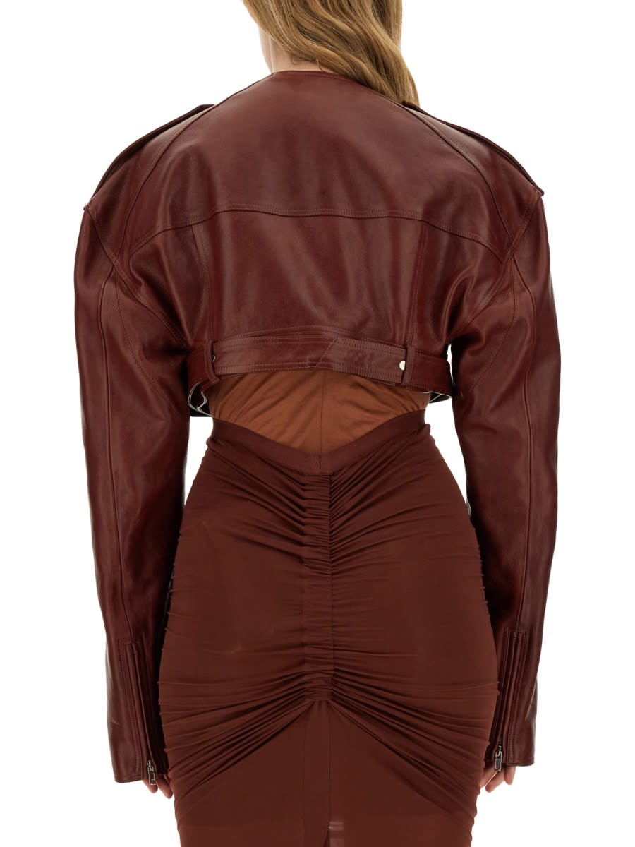 Shop Rick Owens Leather Jacket In Henna