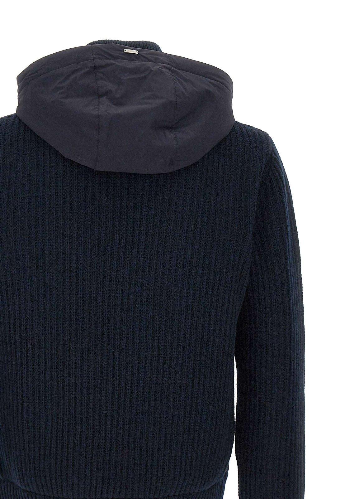 Shop Herno Resort Hooded Knitted Jacket In Blu Navy