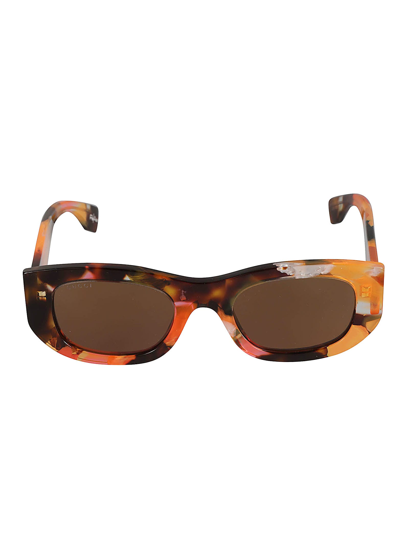 Logo Lens Curved Rectangle Sunglasses