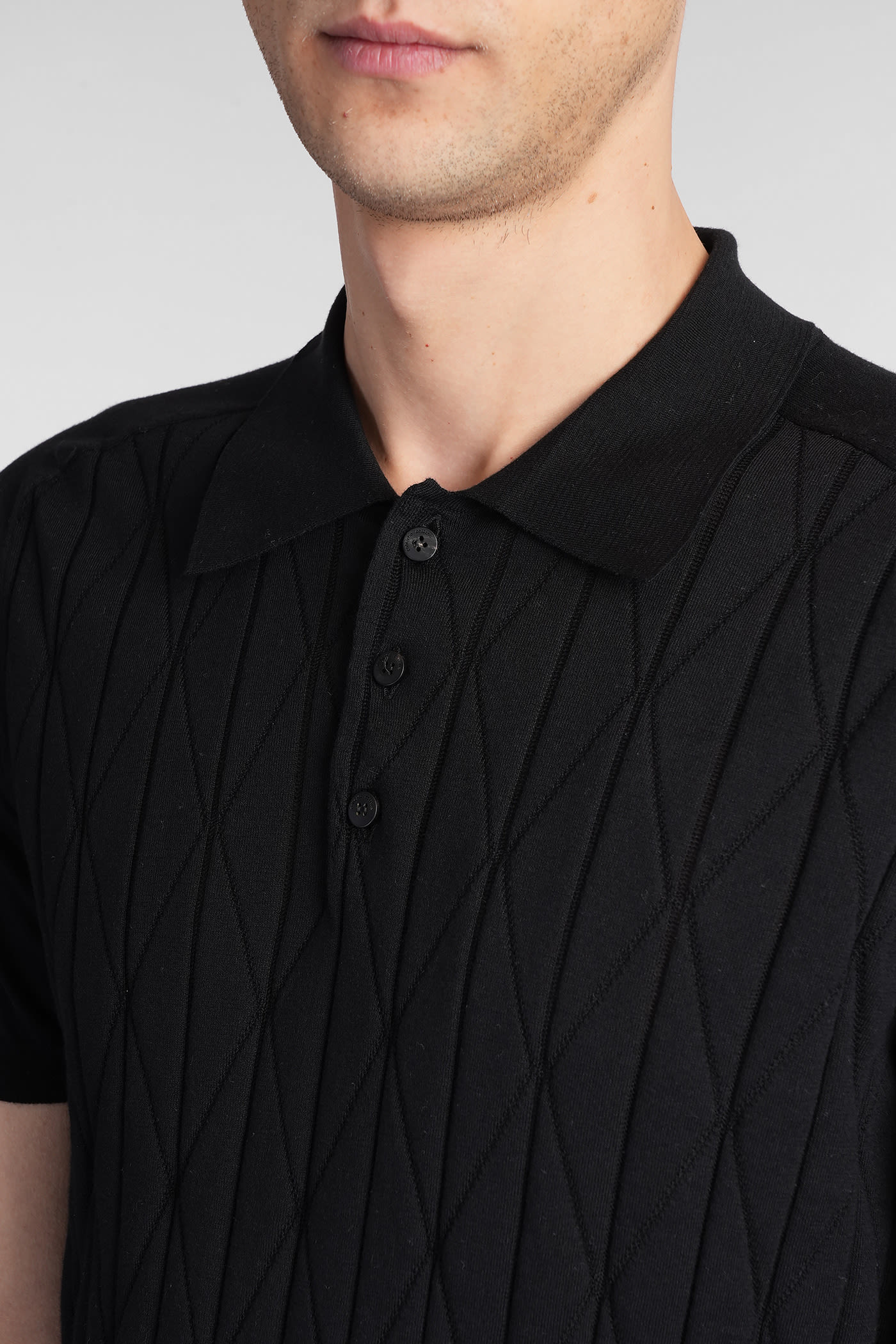 Roberto Collina Polo In Black Cotton In Black