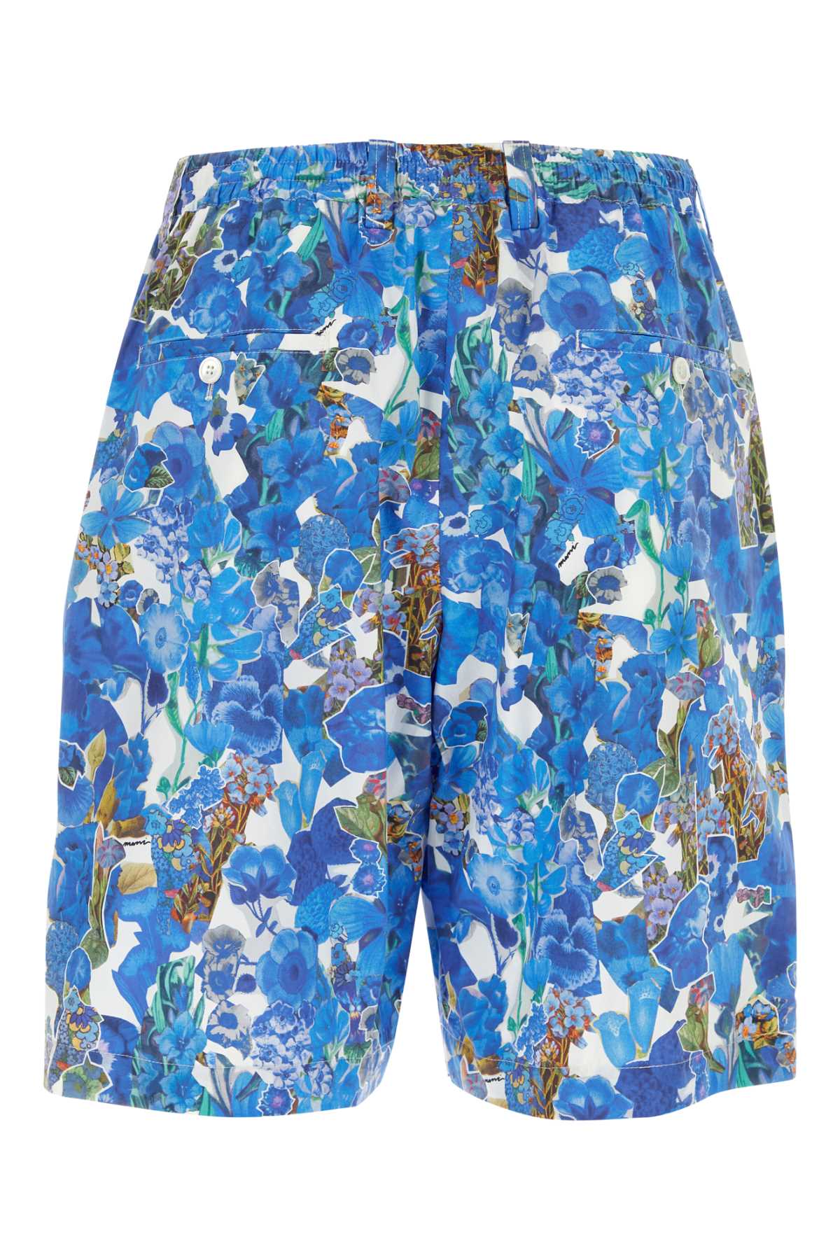 Shop Marni Printed Cotton Bermuda Shorts In Cobalt