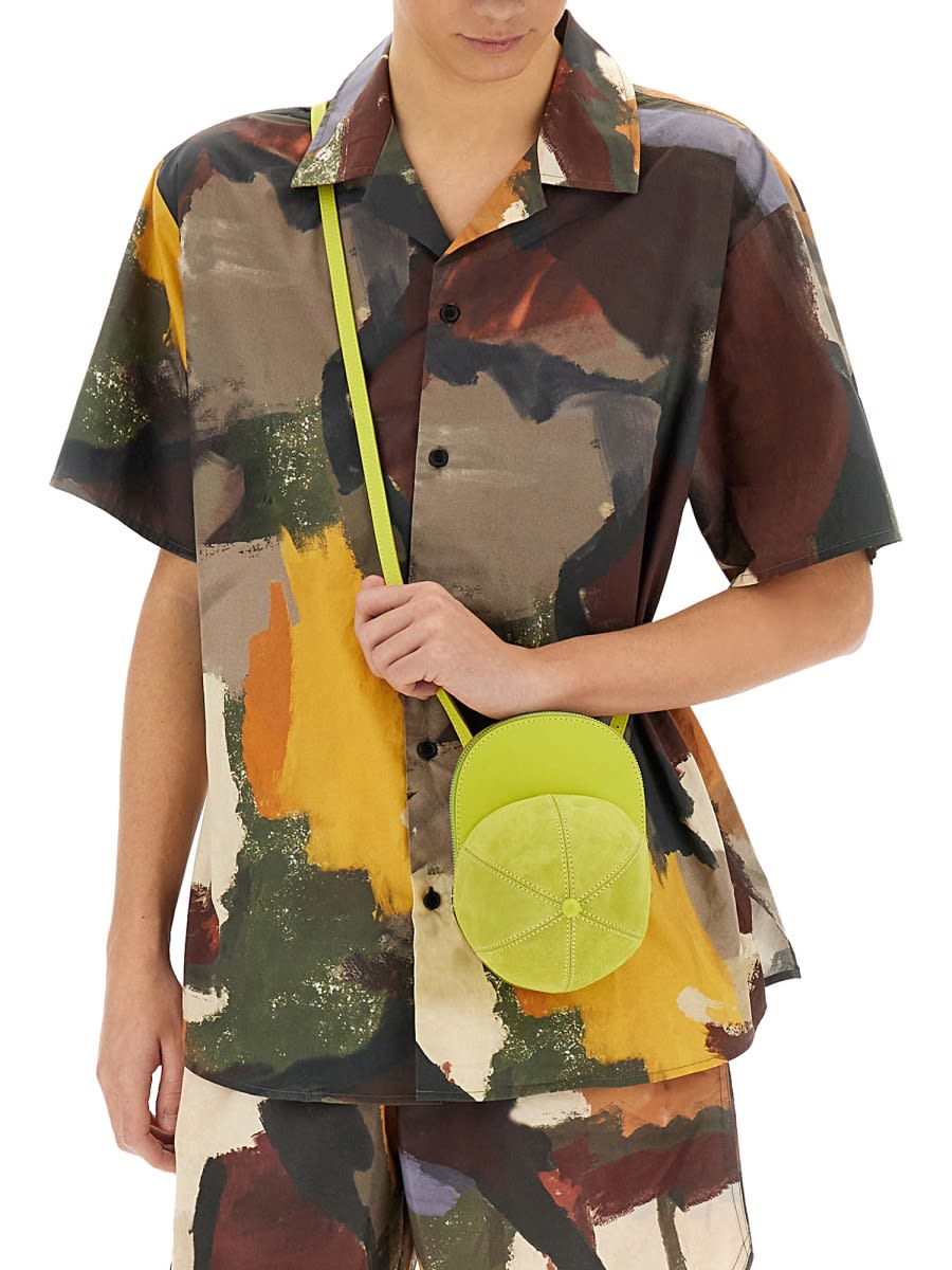 Jw Anderson J. W. Anderson Wide V-neck Short Sleeve Shirt With Abstract Print In Multicolour
