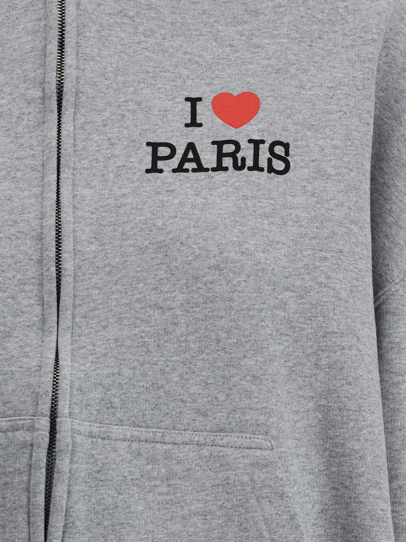 Balenciaga Grey Zip-up Sweatshirt I Love Paris Women
