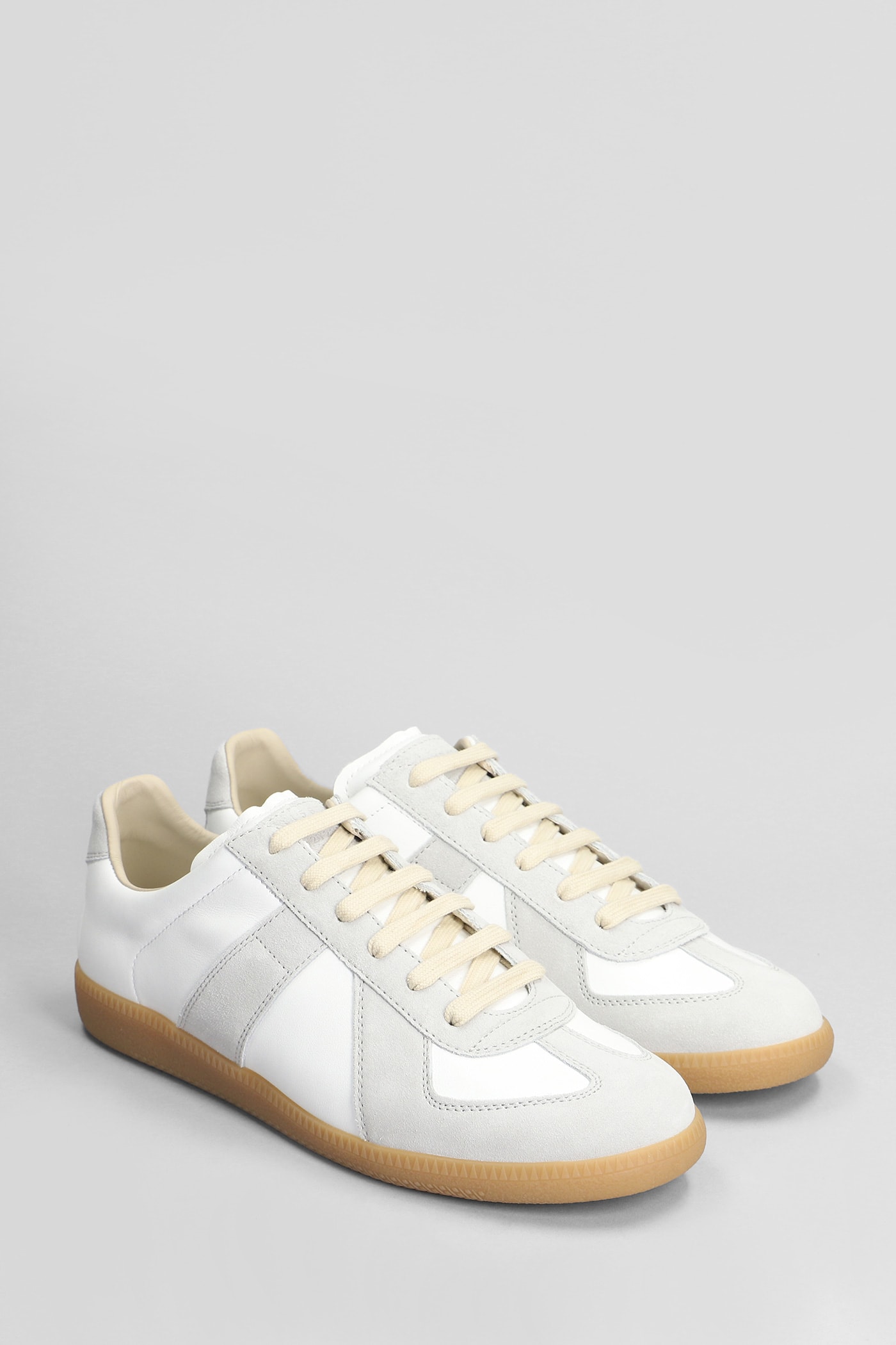 Shop Maison Margiela Replica Sneakers In White Suede And Leather