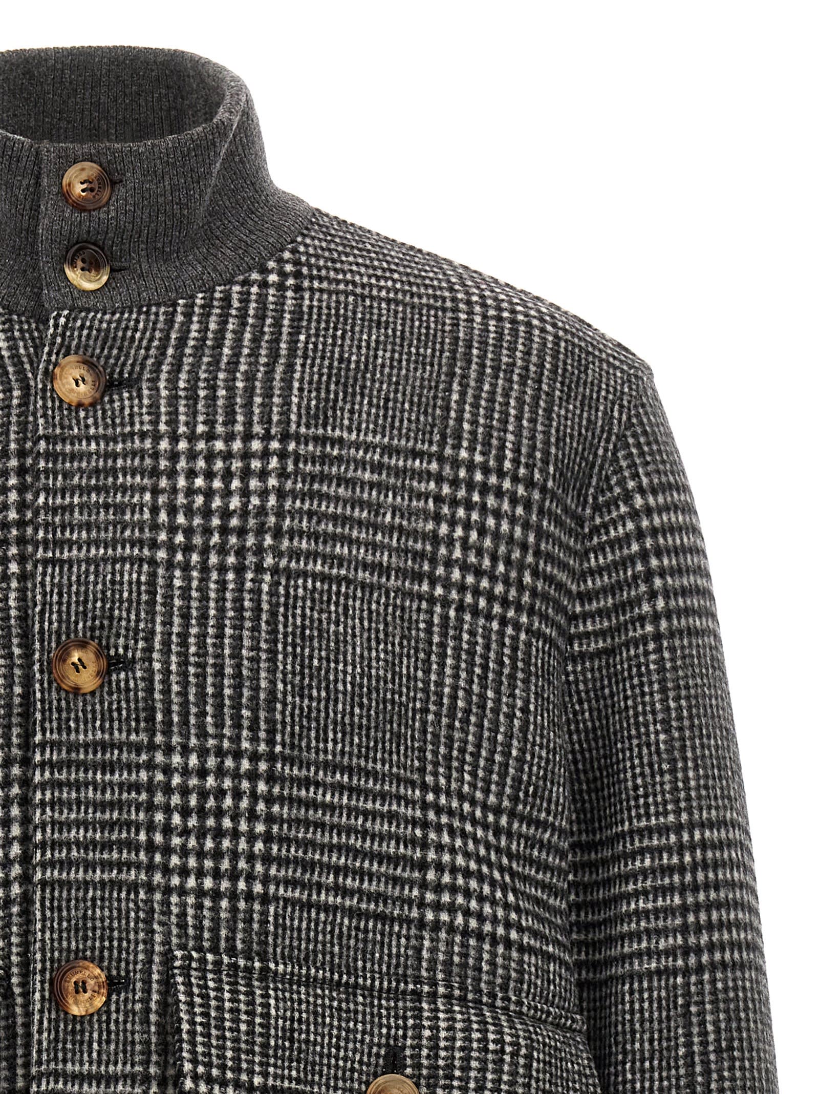 Shop Brunello Cucinelli Check Bomber Jacket In Gray