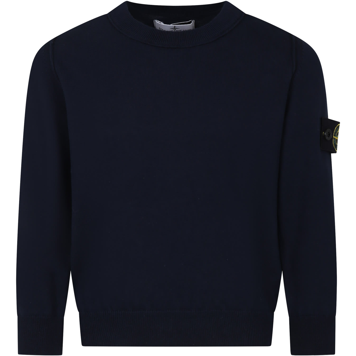 Stone Island Junior Kids' Blue Sweater For Baby Boy With Compass In Navy Blue