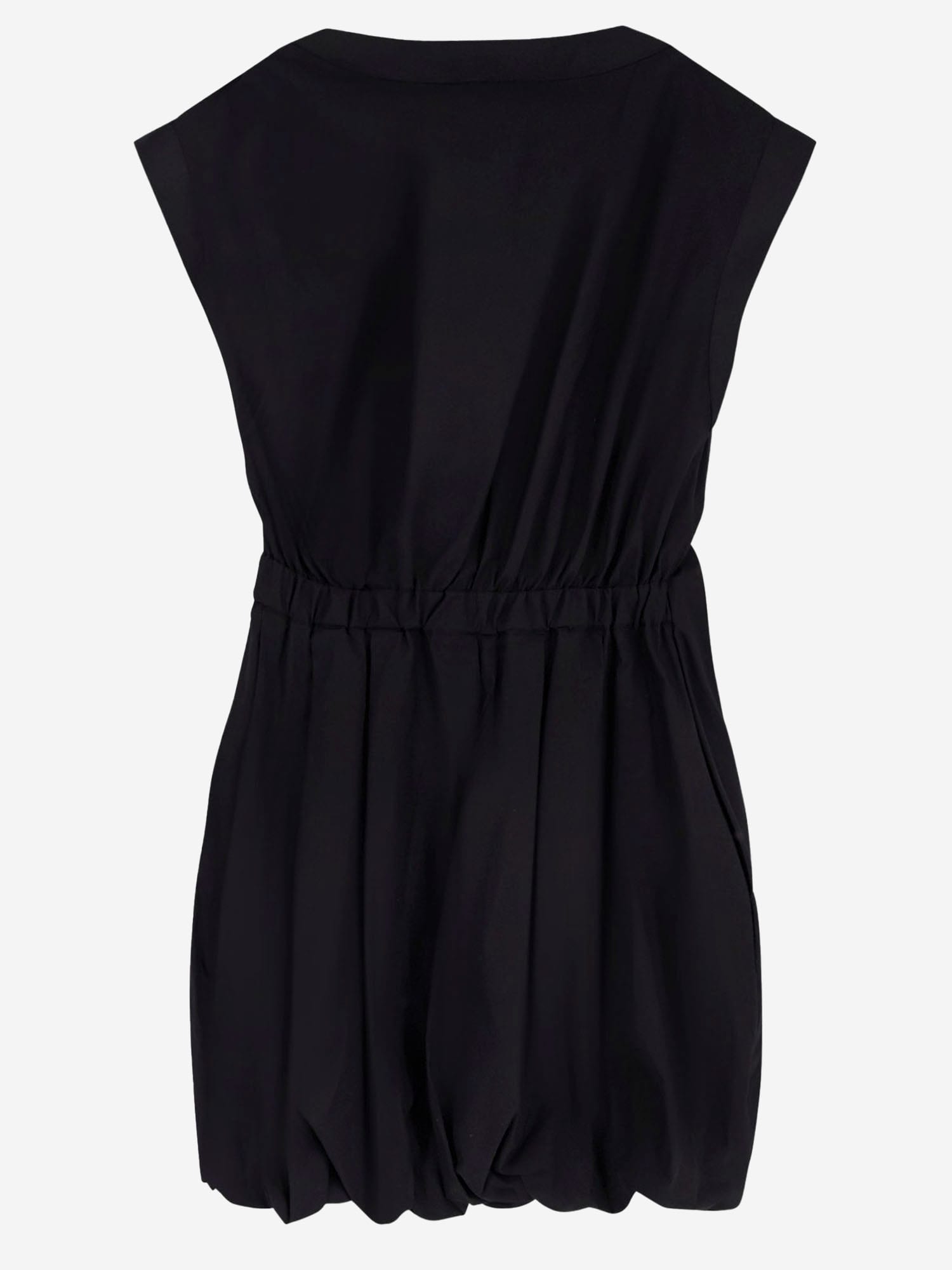 Pinko Cotton Dress With Pleated Skirt And Buttoned Shoulders