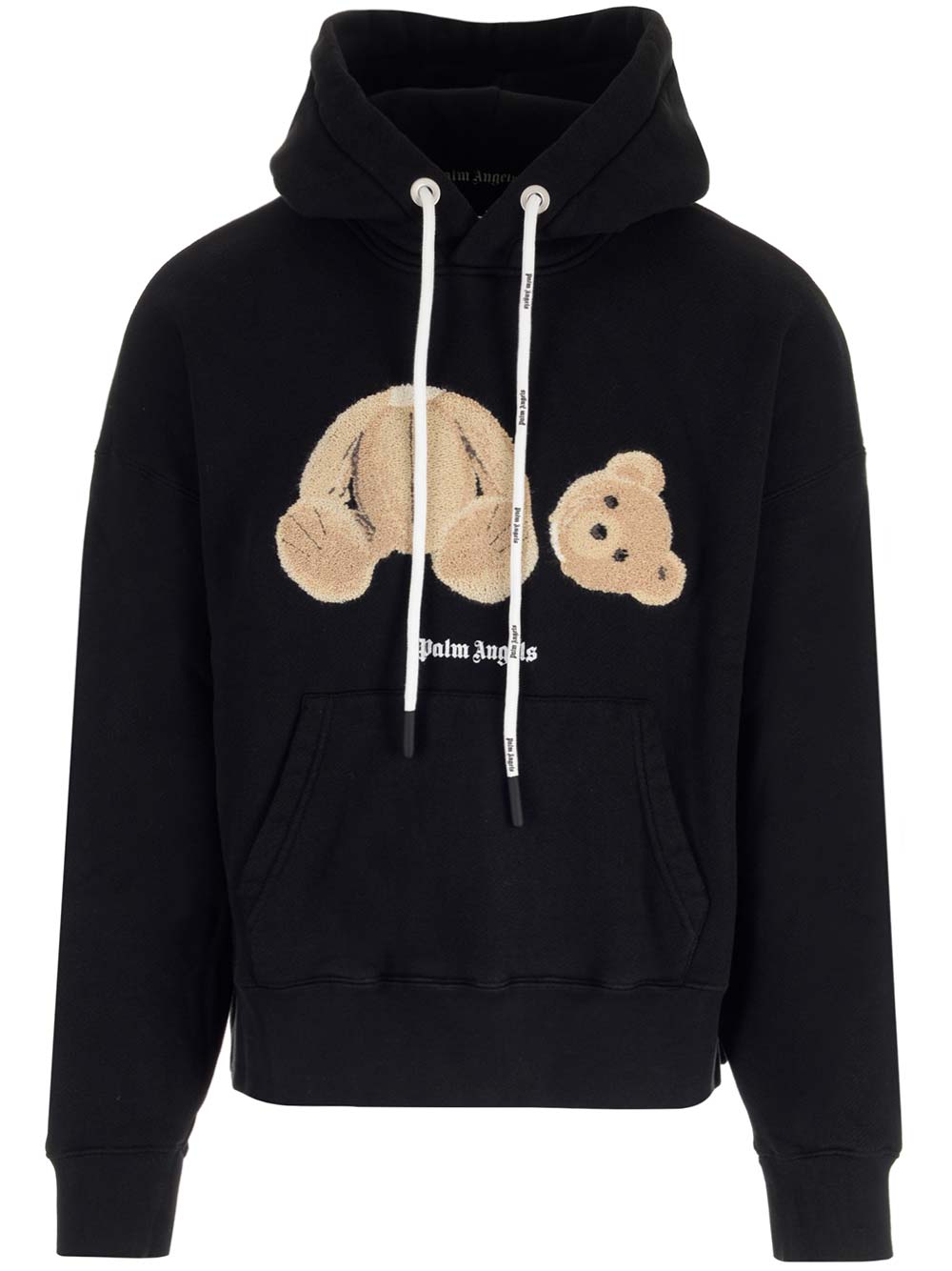 Shop Palm Angels Black Broken Bear Hoodie In Nero/marrone