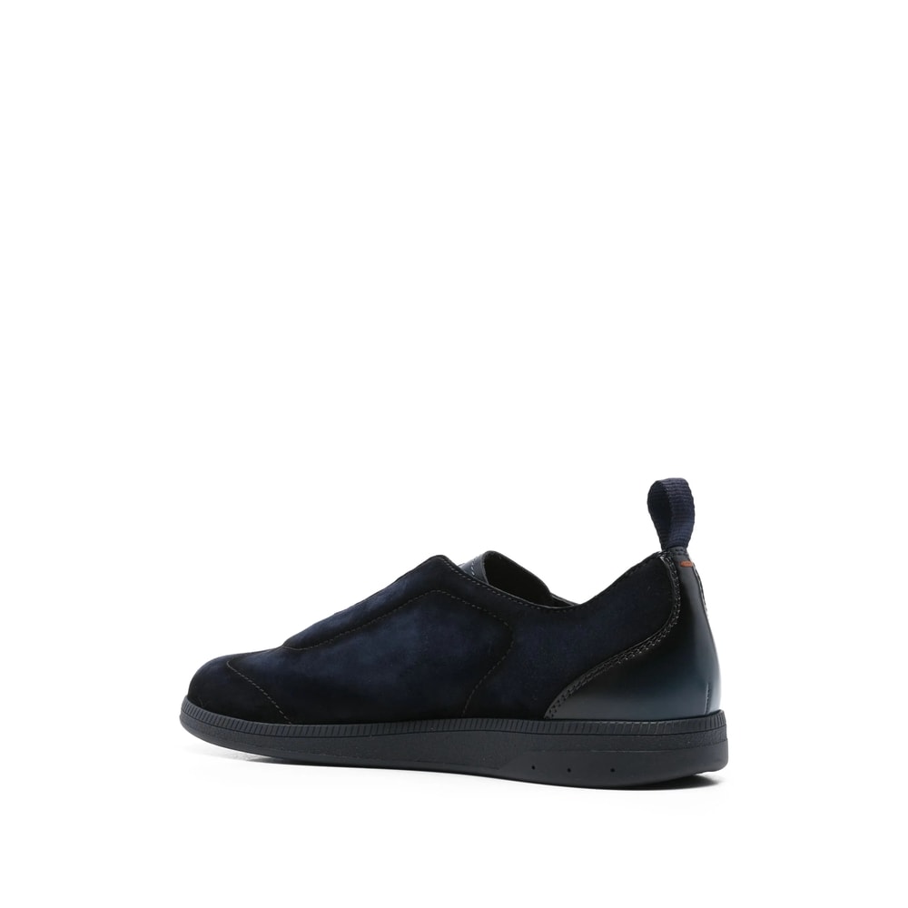 Santoni Lume Suede Low-top Sneakers In Blue
