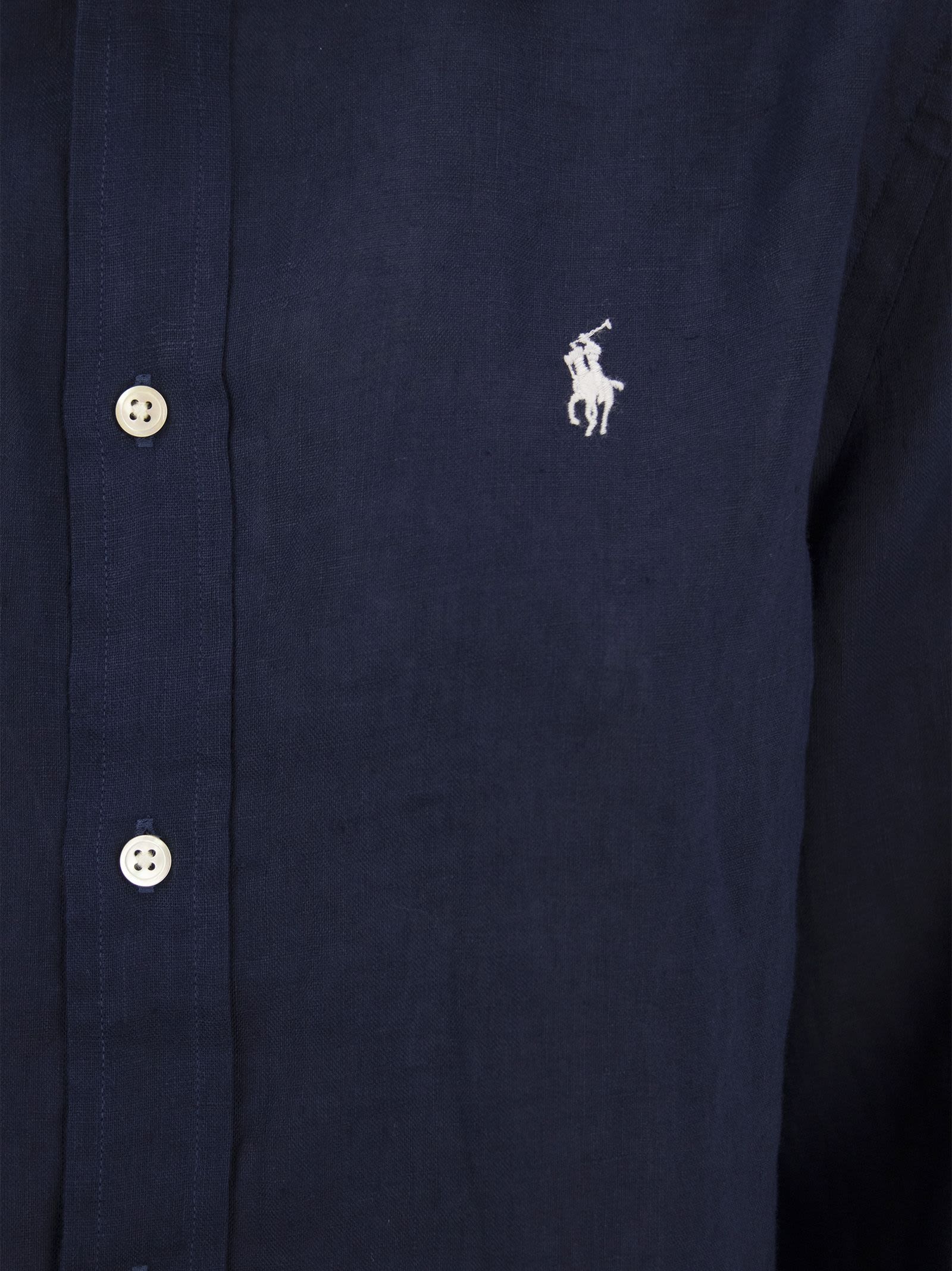 Shop Ralph Lauren Linen Shirt In Blue