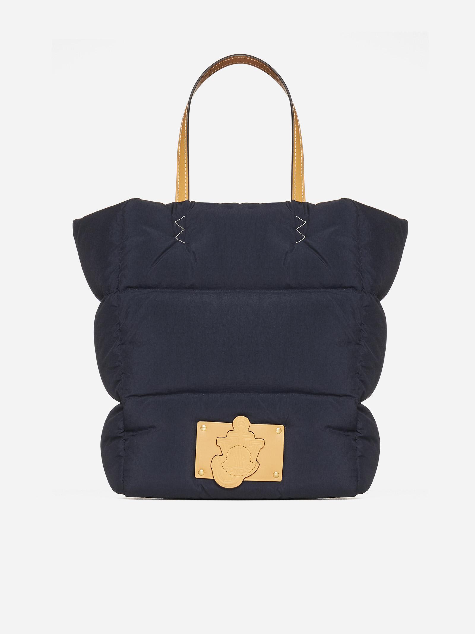 Shop Moncler Genius Nylon And Leather Tote Bag In Blue