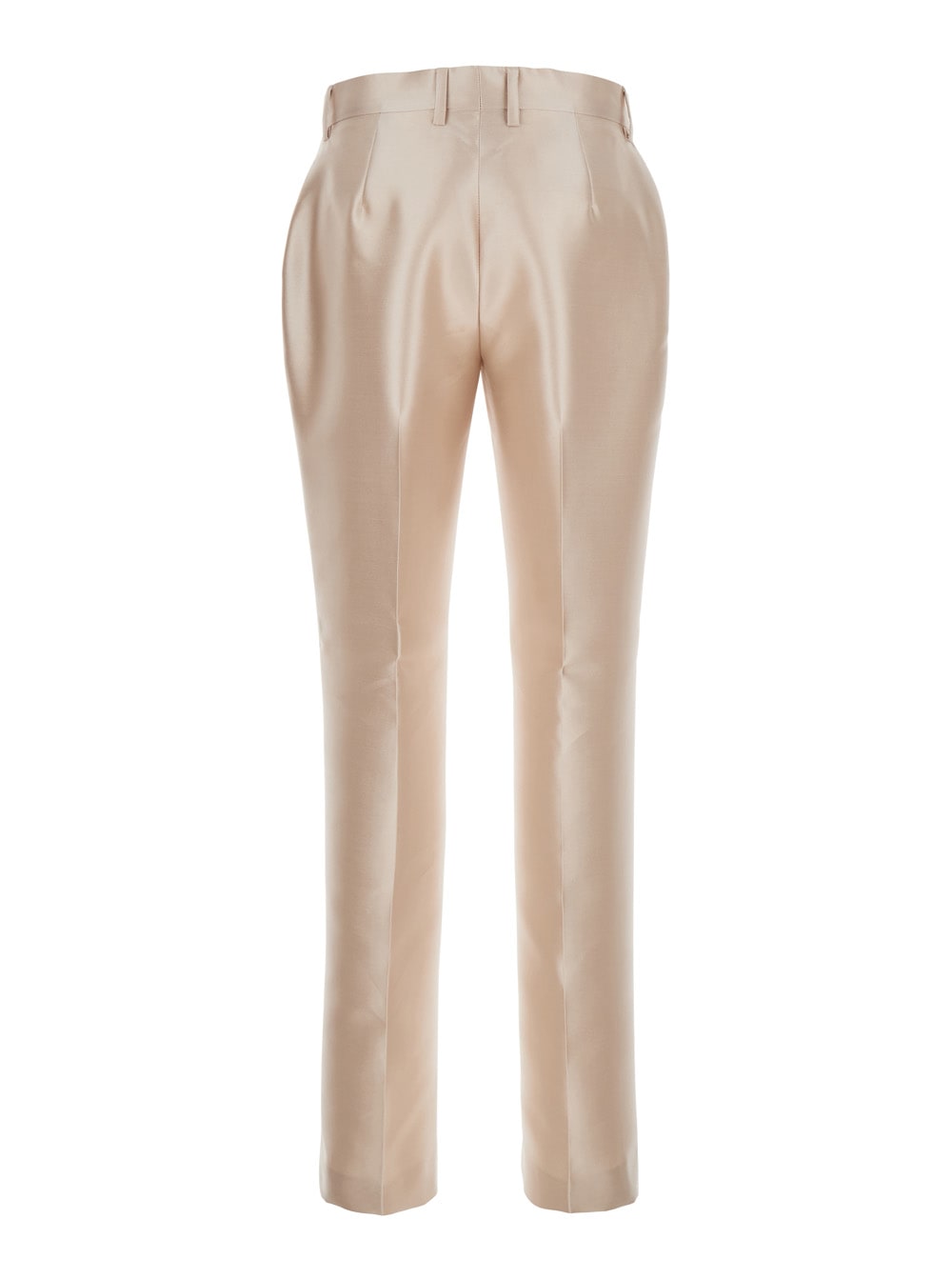 Alberta Ferretti 'mikado' White Pants With Pences On The Front In Ivory