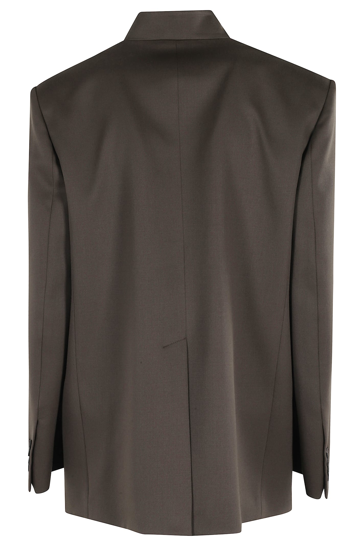 Attico Single-breasted Virgin Wool Blazer In Gray