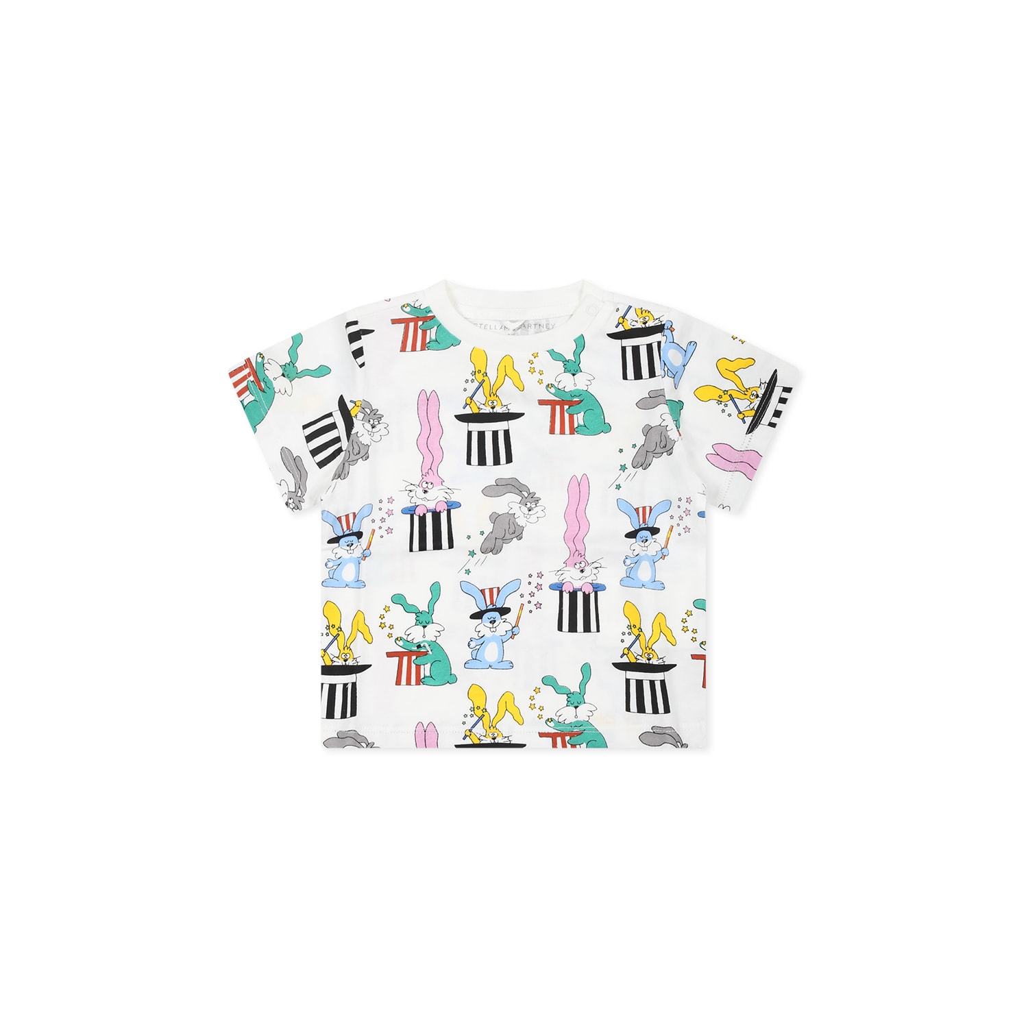 Stella Mccartney White T-shirt For Baby Boy With Rabbit In White