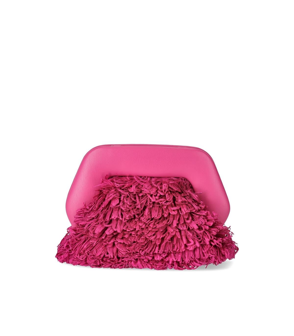 Themoirè Gea Curly Straw Clutch In Fuchsia