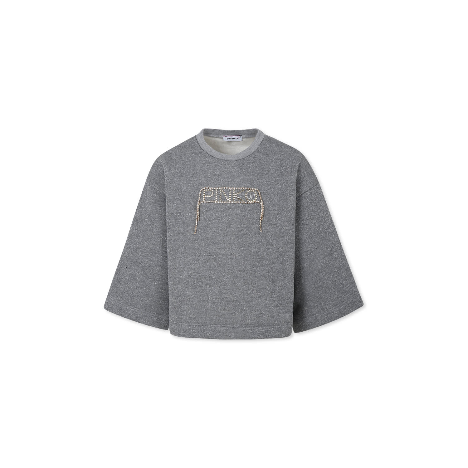 Pinko Kids' Grey Crop Sweatshirt For Girl With Logo