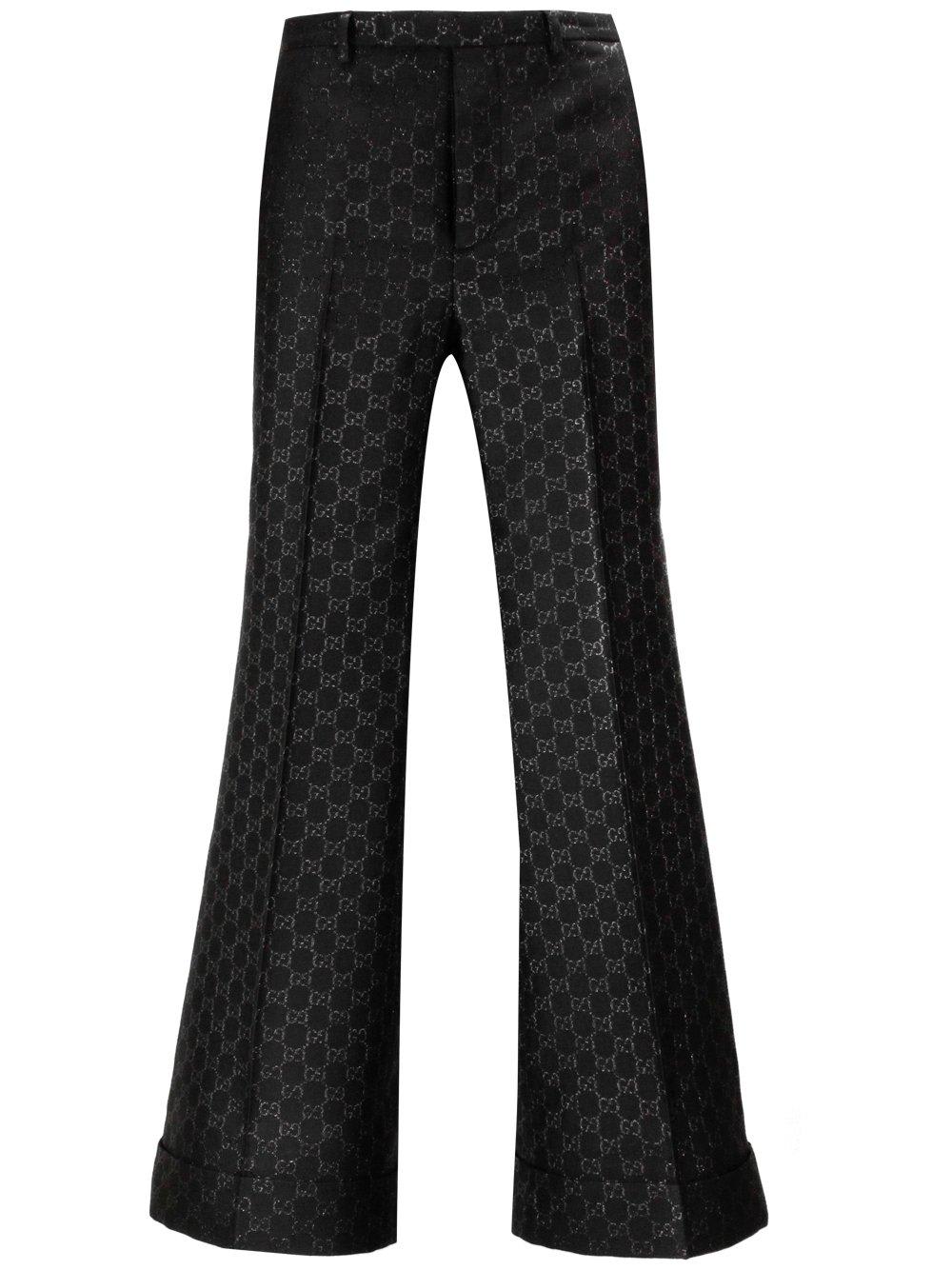 Shop Gucci Gg Slim Fit Trousers In Black