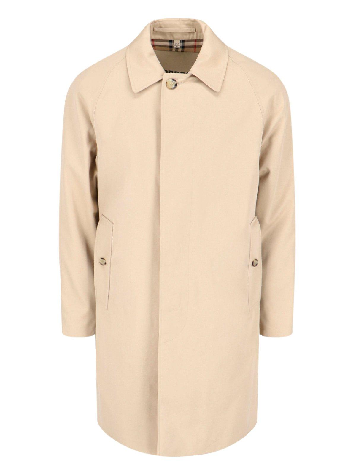 Shop Burberry Long Sleeved Trench Coat In Honey