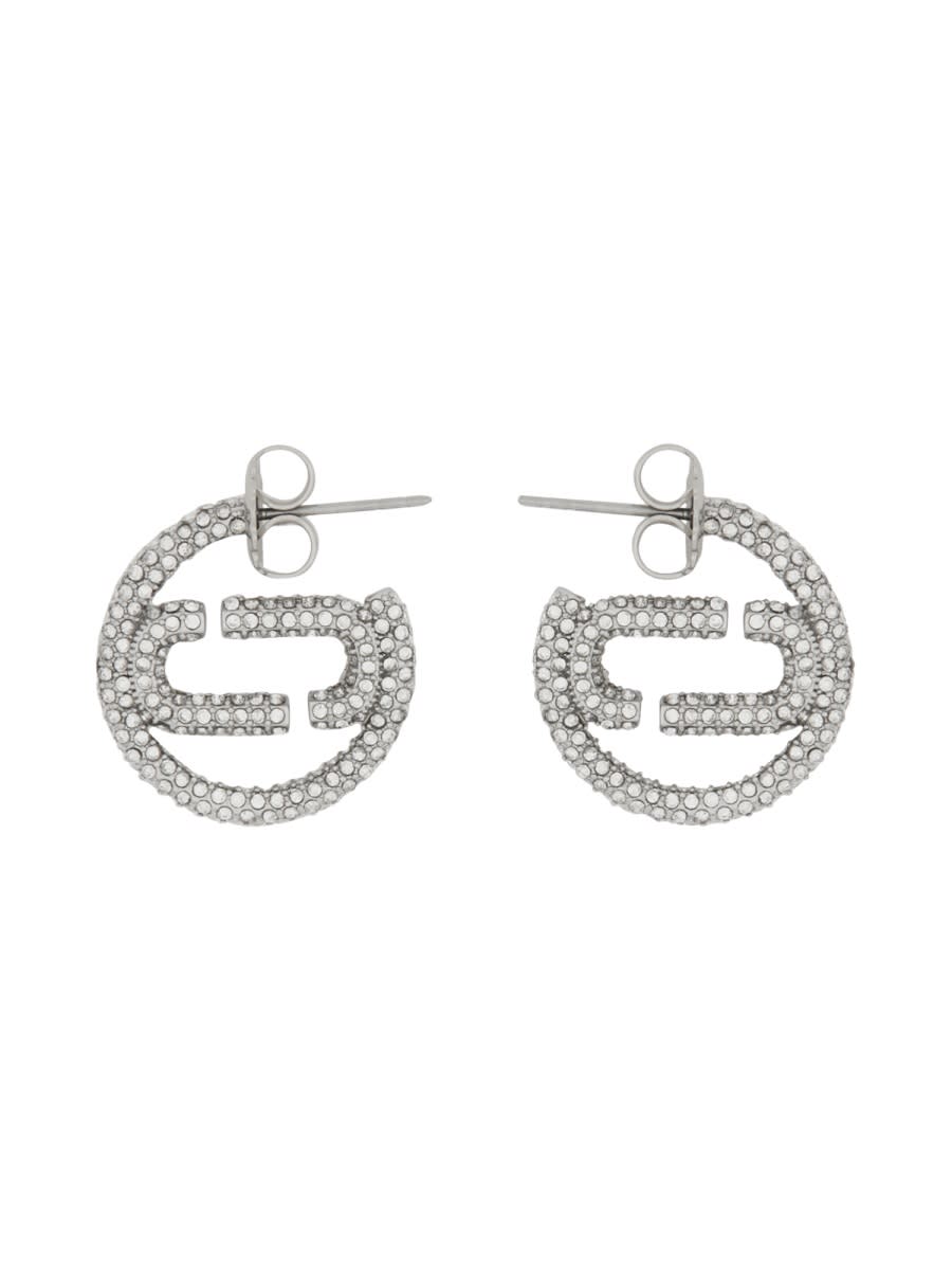 Shop Marc Jacobs Logo Earrings In Silver