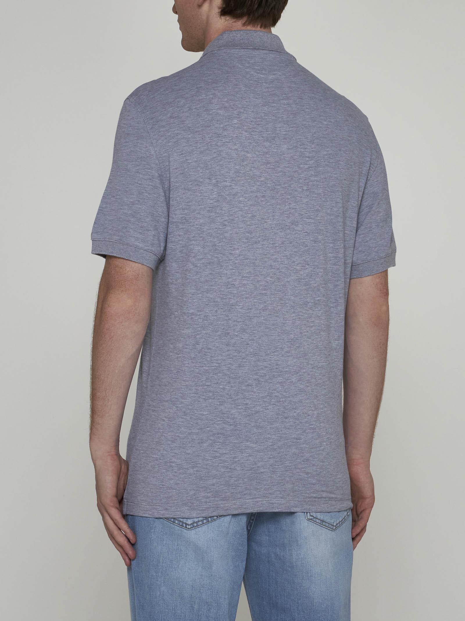 Shop Brunello Cucinelli Logo Cotton Polo Shirt In Grey