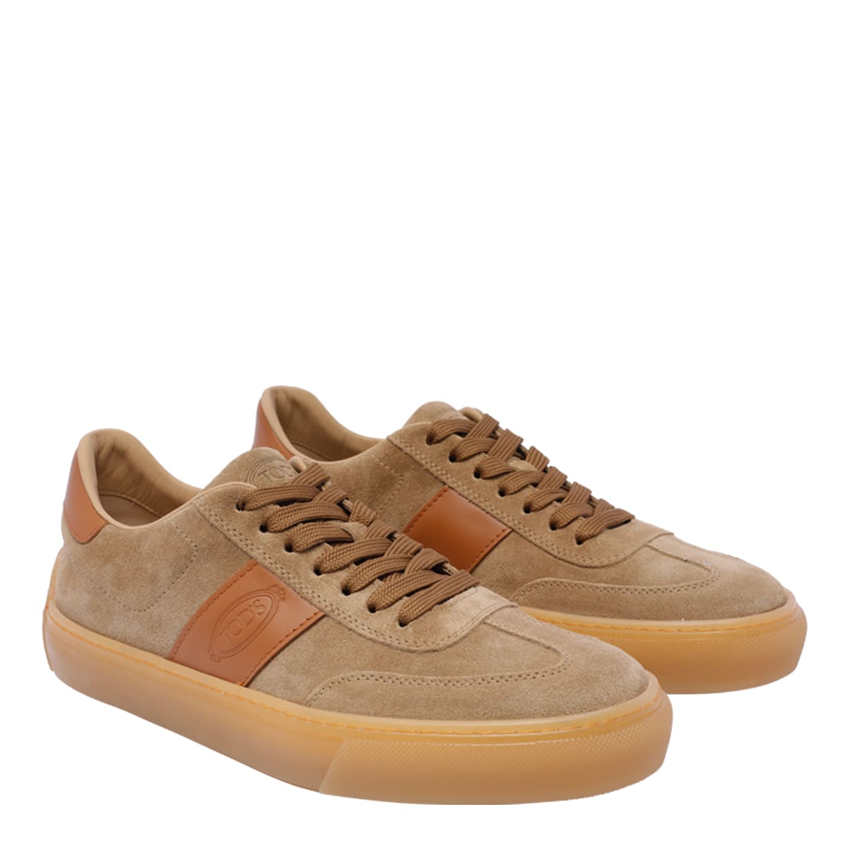 Shop Tod's Leather Tods Sneakers In Beige