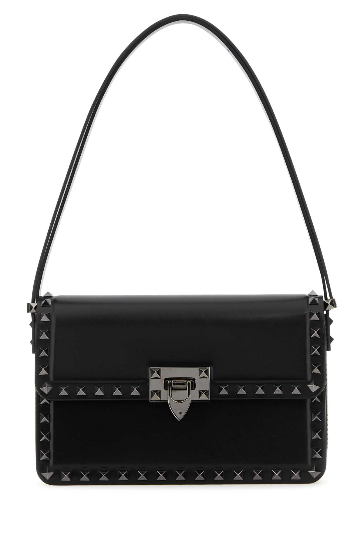 Shop Valentino Black Leather Rockstud23 Shoulder Bagâ In Nero