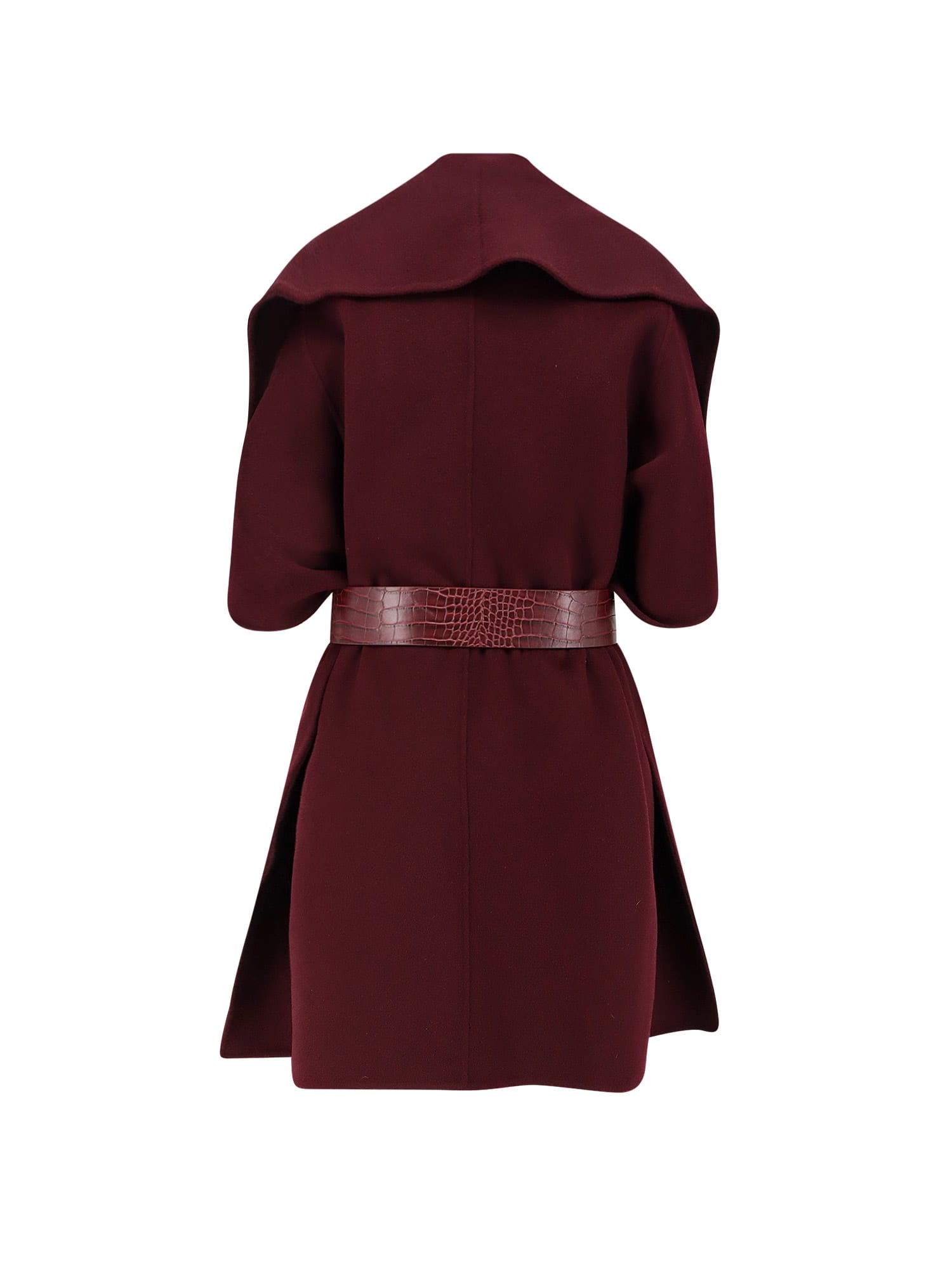 Elisabetta Franchi Wool Cape In Burgundy