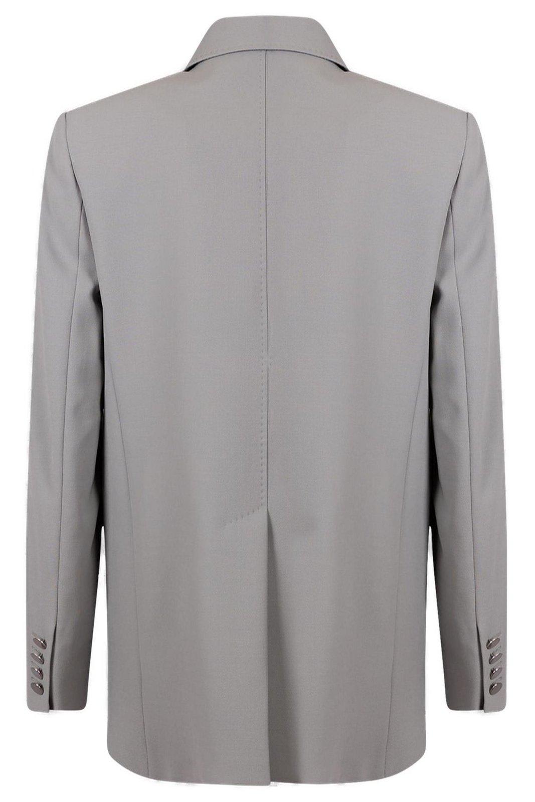 Max Mara Edicola Blazer In Wool Crepe Satin In Gray