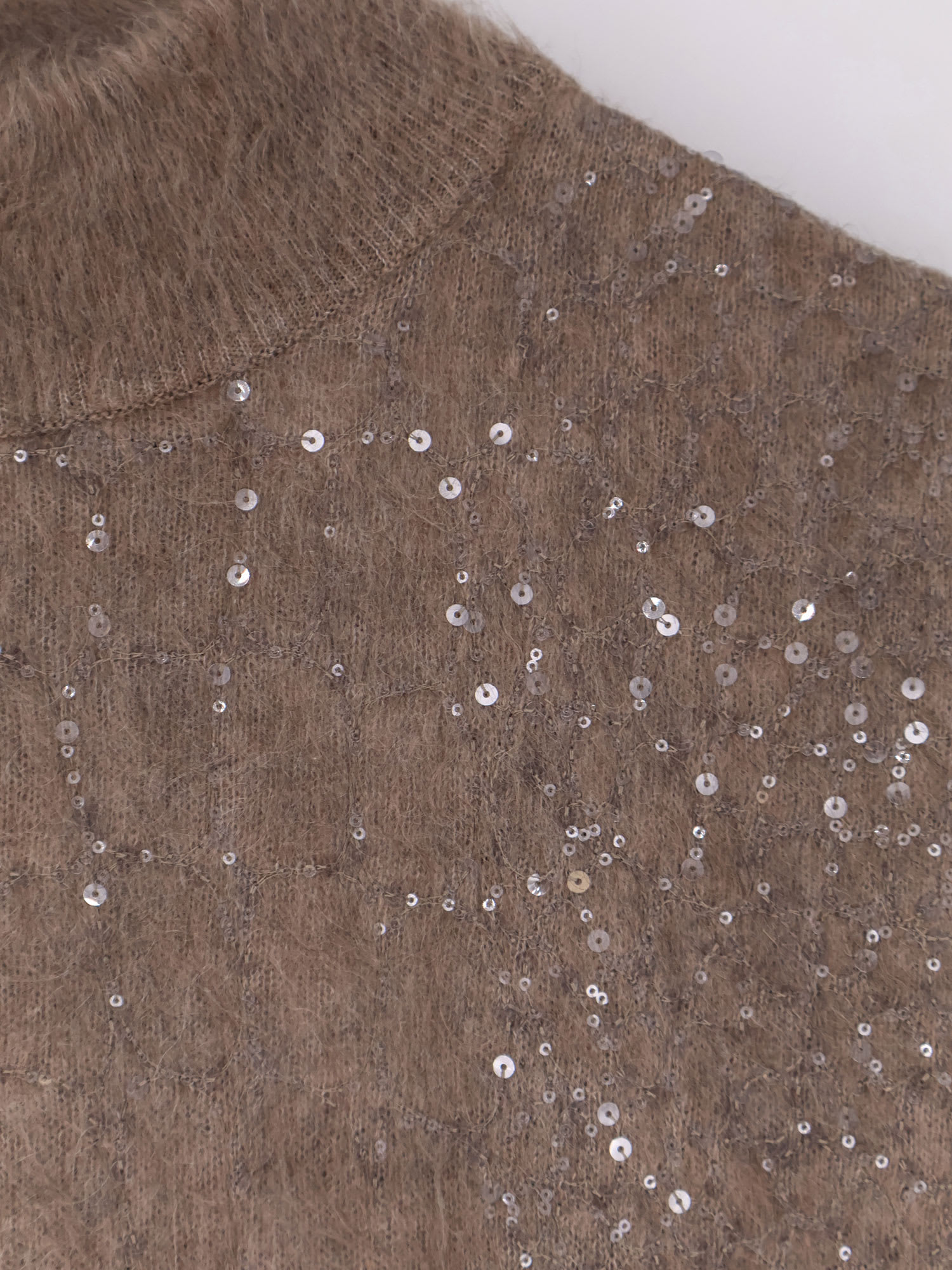 Brunello Cucinelli Women Mohair And Virgin Wool Dress With Sequins In Brown