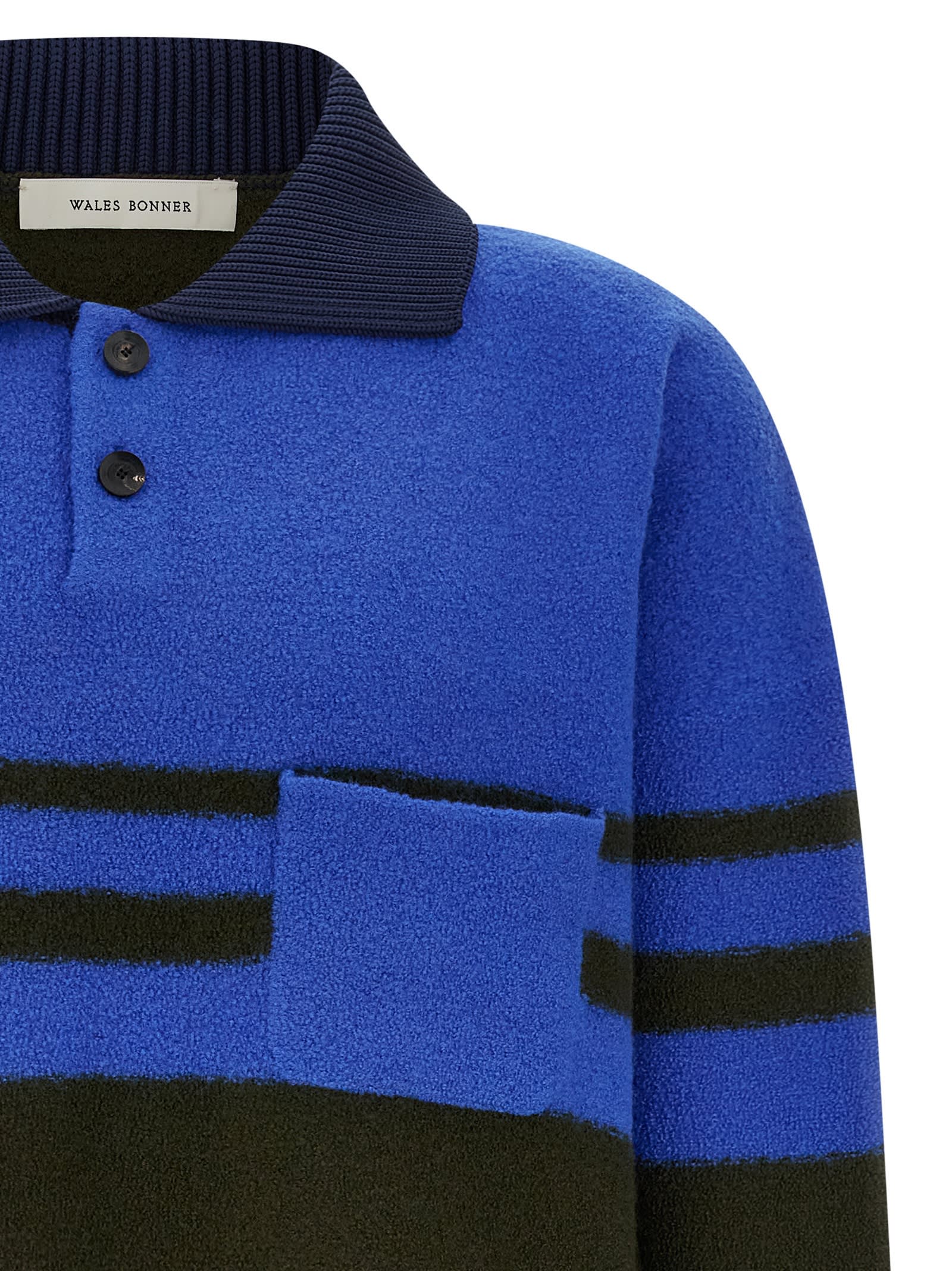 Wales Bonner Calm Stripe-panel Polo Shirt In Multi