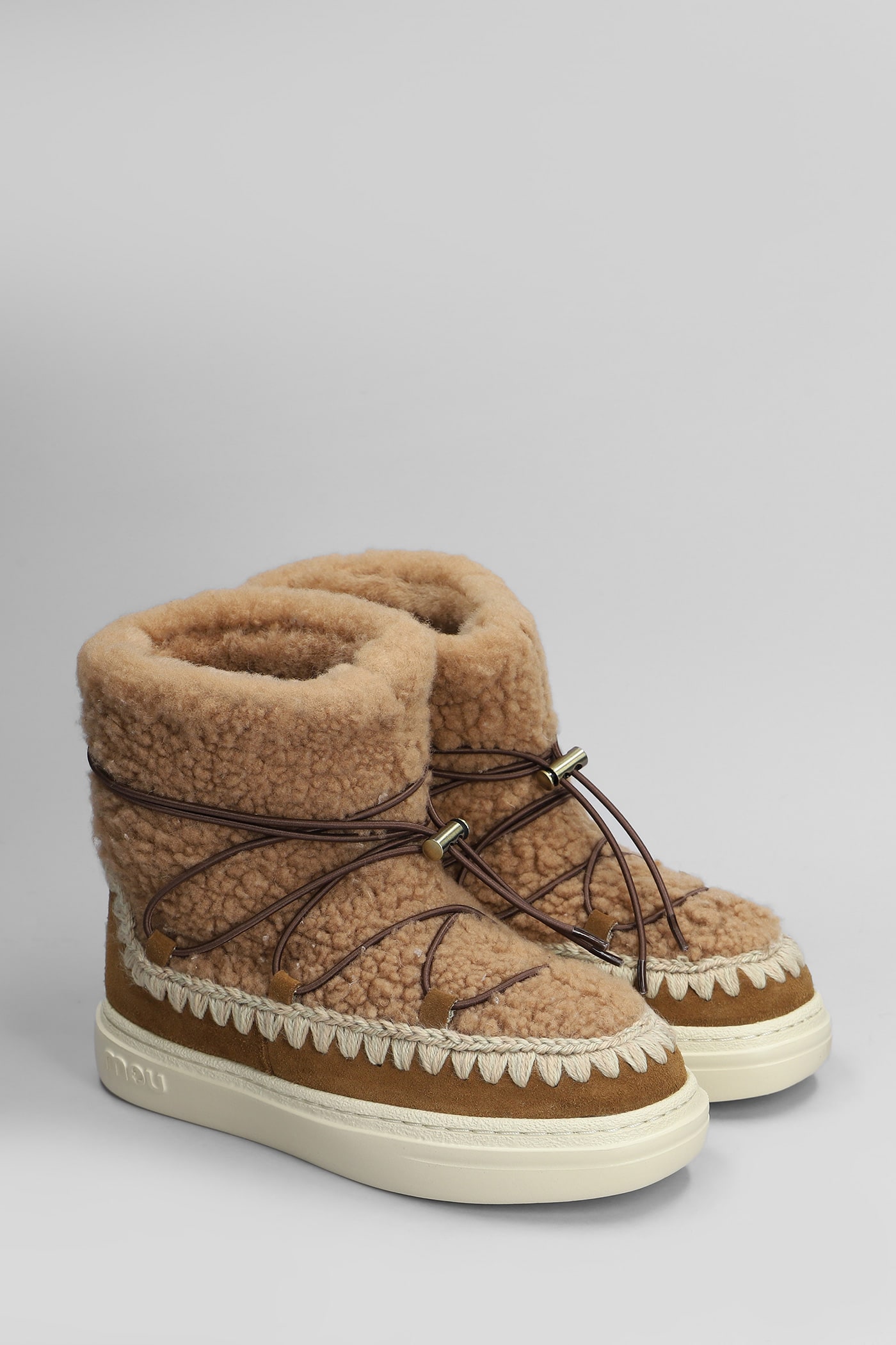 Shop Mou Eskimo Sneaker Scoub Low Heels Ankle Boots In Brown Suede