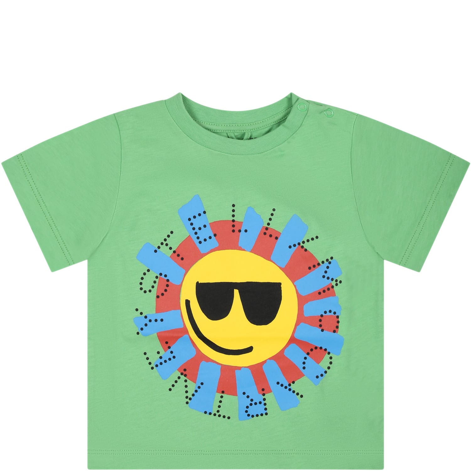 Stella Mccartney Green T-shirt For Baby Boy With Sun