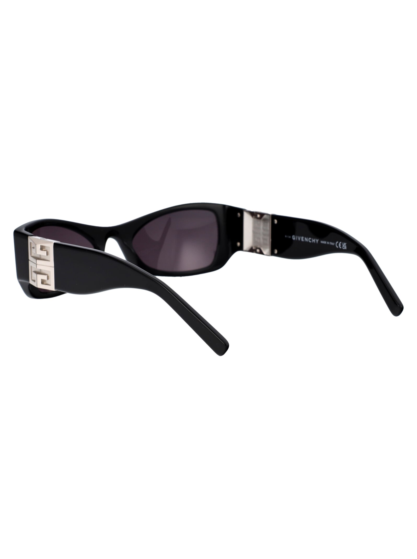 Givenchy Eyewear Rectangular Frame Sunglasses In 01a Shiny Black / Smoke