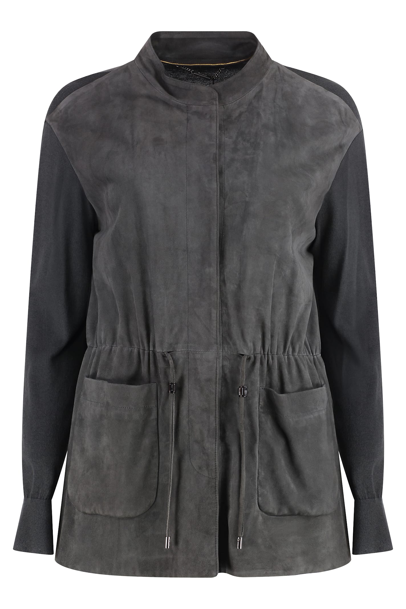 Cardigan With Suede Frontal Panel