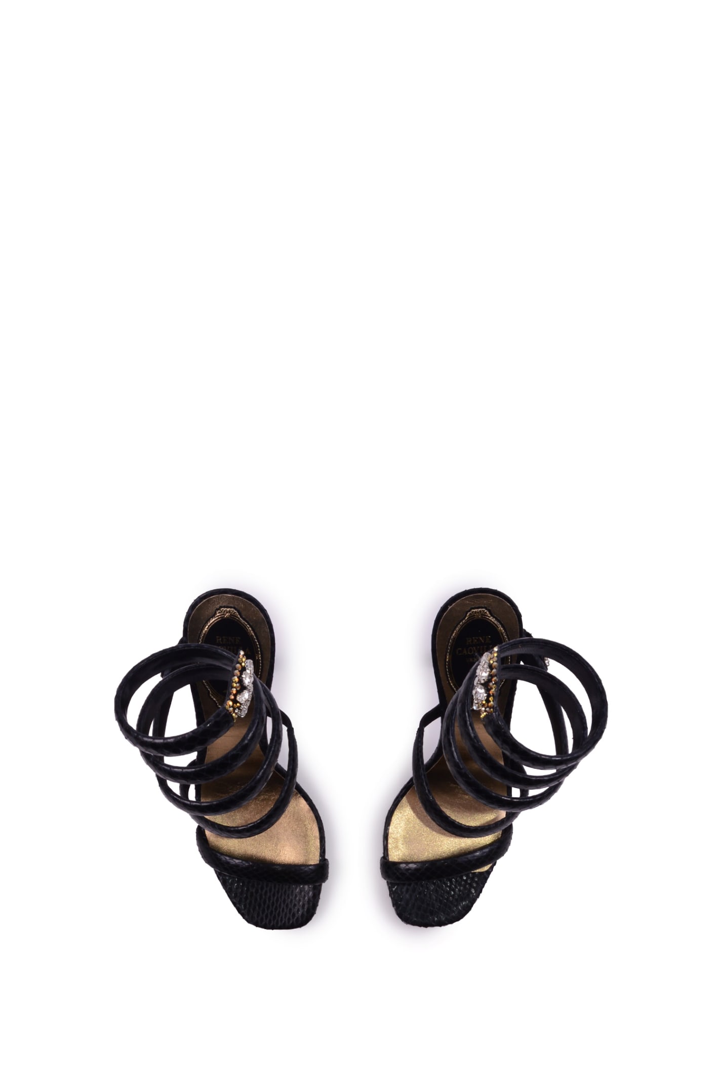 Shop René Caovilla Heel Sandals In Black
